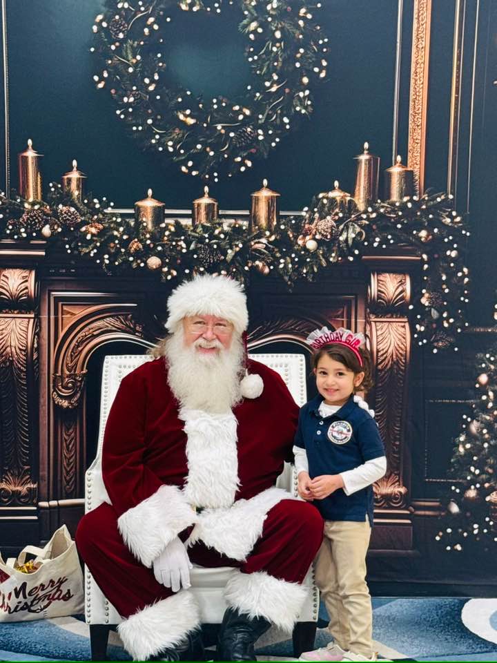 Festive holiday decorations and cheerful children celebrating Christmas at Pinnacle Montessori of Forney.