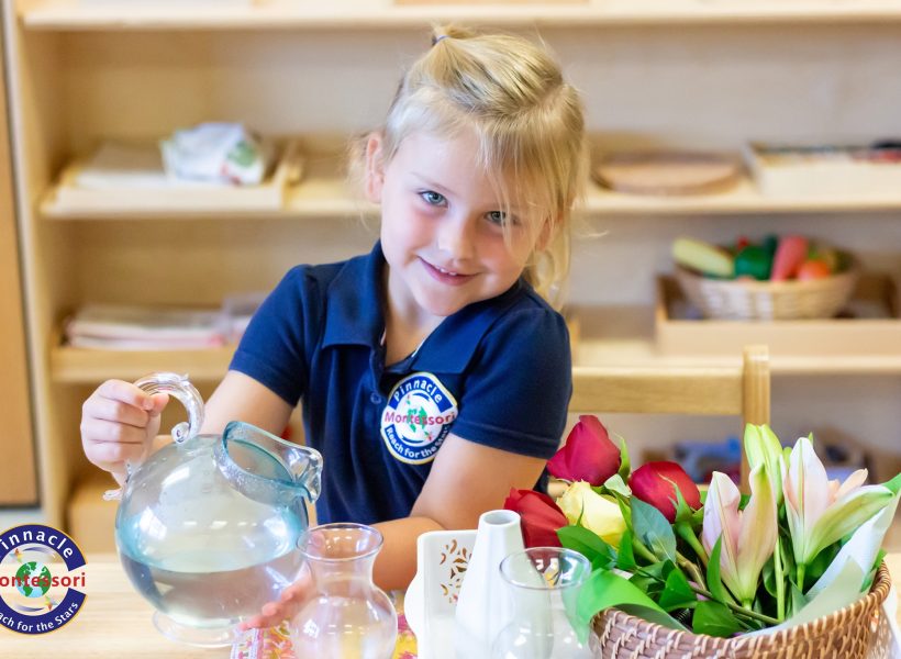 Child learning at the best preschool in Saginaw Montessori classroom